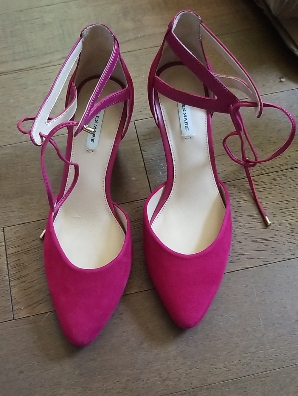 Alex Marie Fuchsia/berry  Pointed-Toe Lace-Up Heels